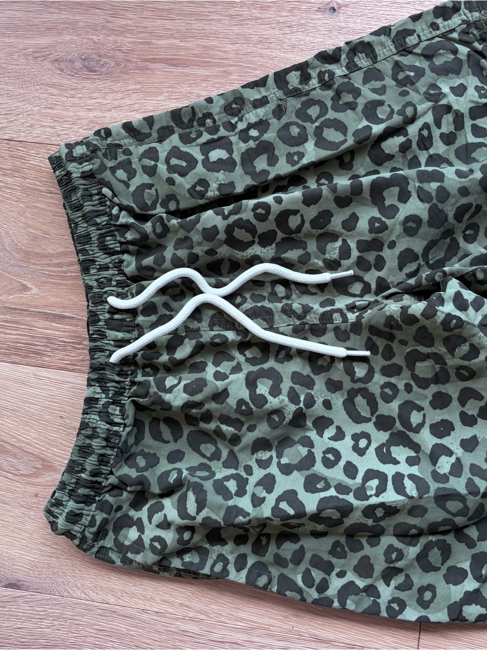 RSQ Green Camo Leopard-Style Drawstring Shorts